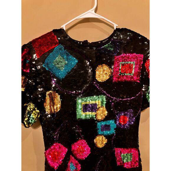 Vintage Daval Designs by Samir Suri Medium Silk Dress Black Cocktail Party - Picture 3 of 8